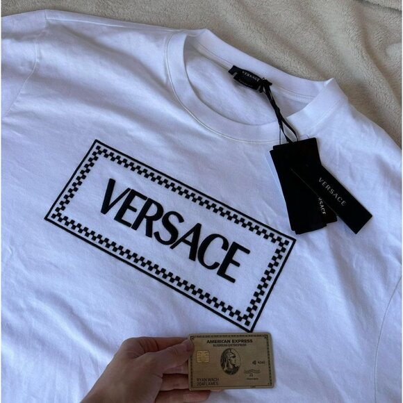 Versace White/Black Box Logo Tee Shirt - Picture 2 of 2